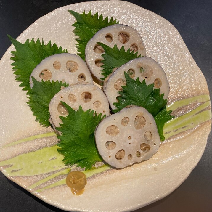 レンジでヘルシー!レンコンの挽肉はさみ蒸し